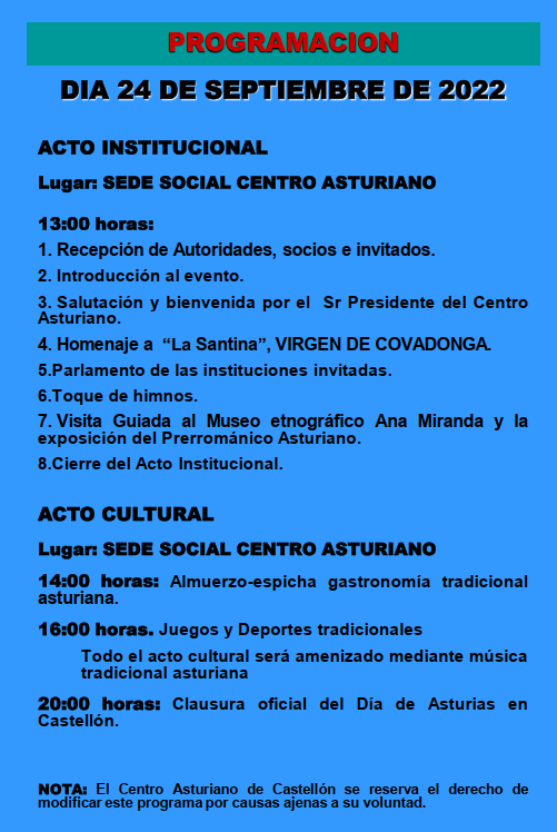 Día de Asturias en Castellón 2022 (día de la Santina)