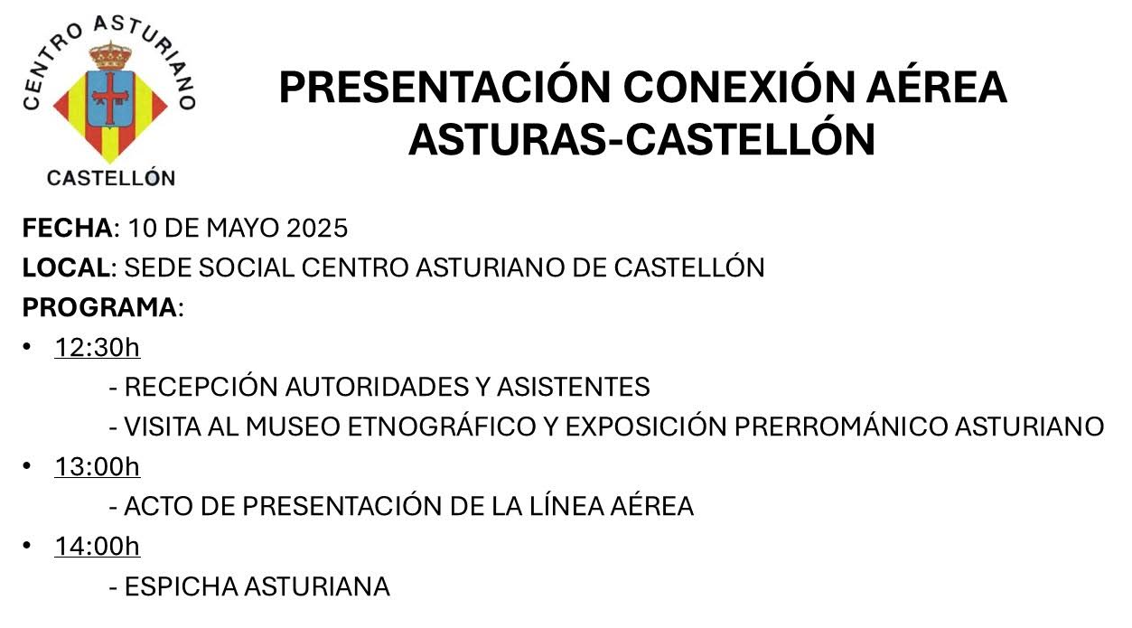 Presentación línea aérea Asturias-Castellón