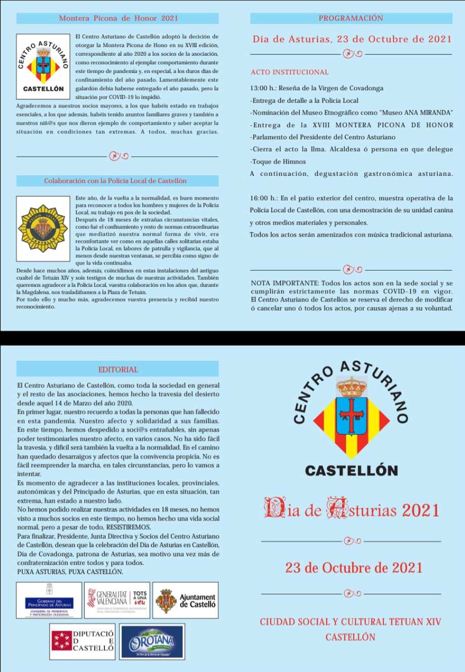 Día de Asturias en Castellón (día de la Santina)  2021