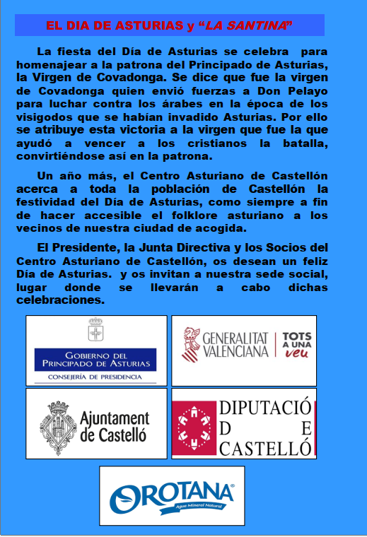 Día de Asturias en Castellón 2022 (día de la Santina)